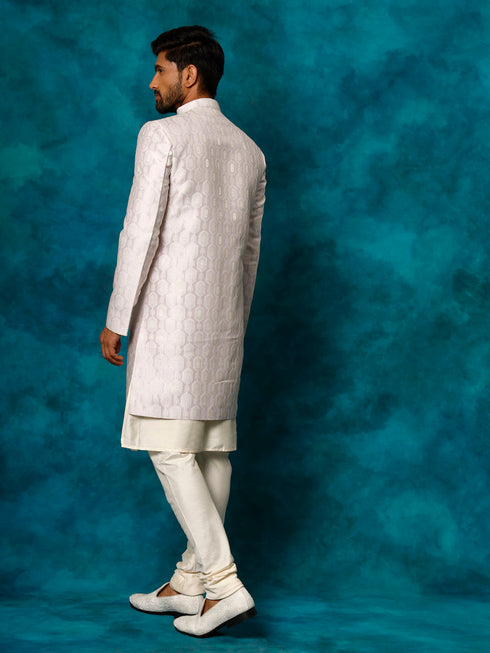 Men's Purple Imported Jacquard Indo With Kurta Pyjama Set